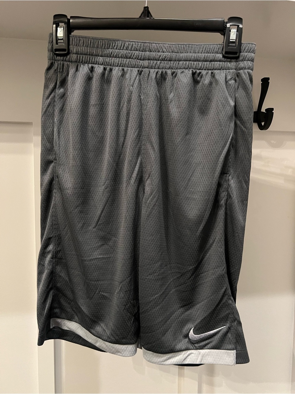Nike Black Gray Performance Mesh Kids' Shorts with Swoosh